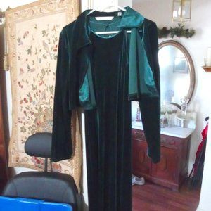 Green Victoria Secret Scoop Back Med Tee-Length Dress with Matching Jacket